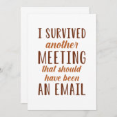 I Survived Another Meeting Bedankkaart (Voorkant / Achterkant)