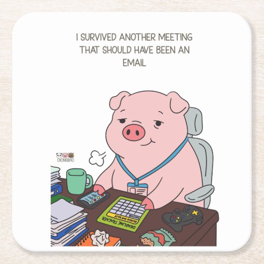 I Survived Another Meeting Kartonnen Onderzetters (Voorkant)