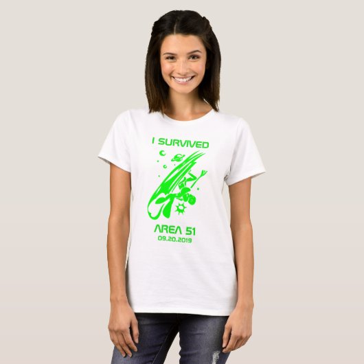 I Survived Area 51 Green Alien T-shirt (Voorkant volledig)