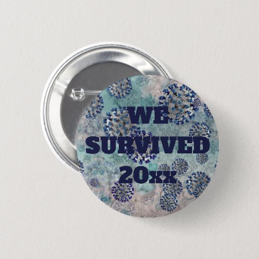I Survived Blue Covid Virus Button (Voorkant /achterkant)