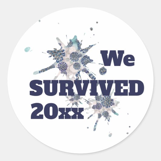 I Survived Blue Covid Virus Classic Round Sticker (Voorkant)