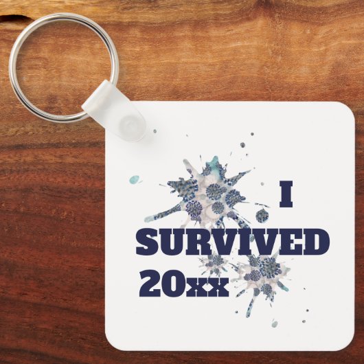 I Survived Blue Covid Virus Sleutelhanger (Voorkant)