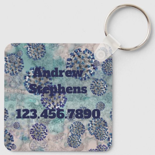 I Survived Blue Covid Virus Sleutelhanger (Achterkant)