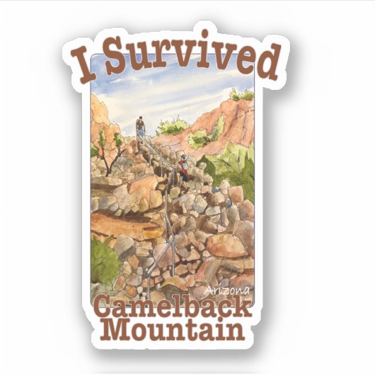I Survived Camelback Mountain, Arizona Sticker (Voorkant)