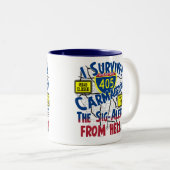 I Survived Carmageddon - Interstate 405 Tweekleurige Koffiemok (Voorkant rechts)