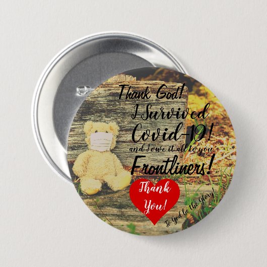 I Survived COVID-19 Badge... Ronde Button 7,6 Cm (Voorkant /achterkant)