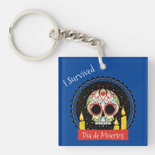 I Survived Dia de Muertos Skull Sleutelhanger (voorkant)
