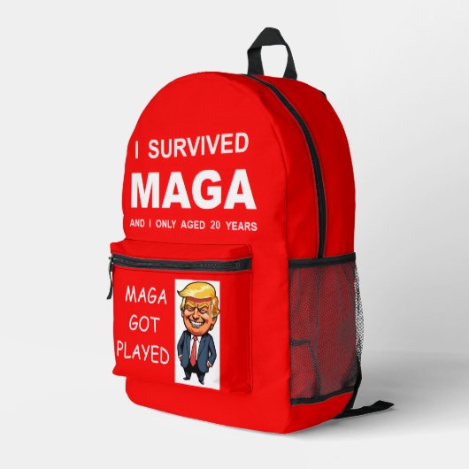 I Survived MAGA Bedrukte Rugzak (Achterkant Hoek Rechts)