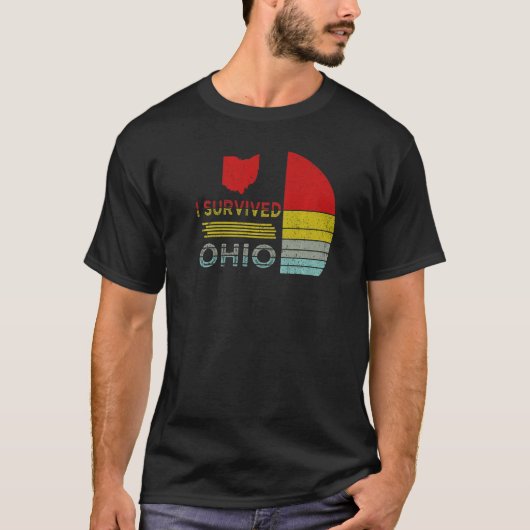 I Survived Ohio map Meme nood retro  T-shirt (Voorkant)