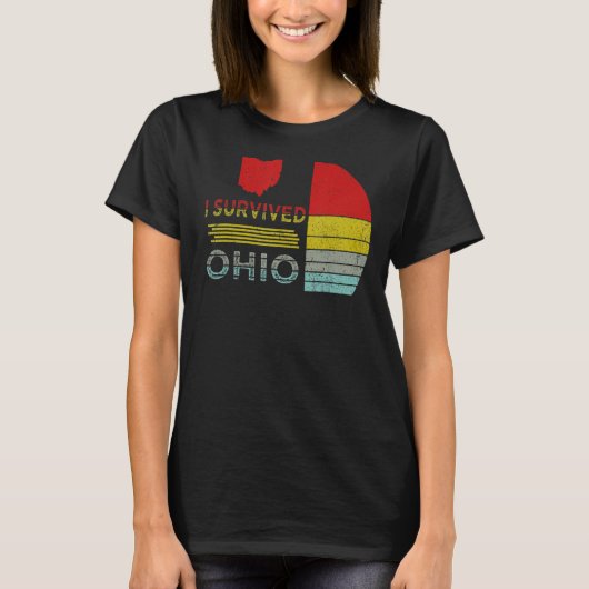 I Survived Ohio map Meme nood retro  T-shirt (Voorkant)