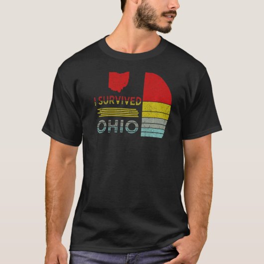 I Survived Ohio map Meme nood retro  T-shirt (Voorkant)