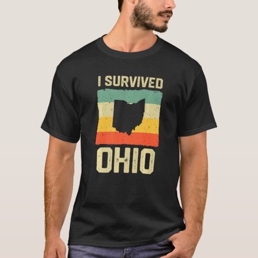 I Survived Ohio map Meme nood retro  T-shirt (Voorkant)