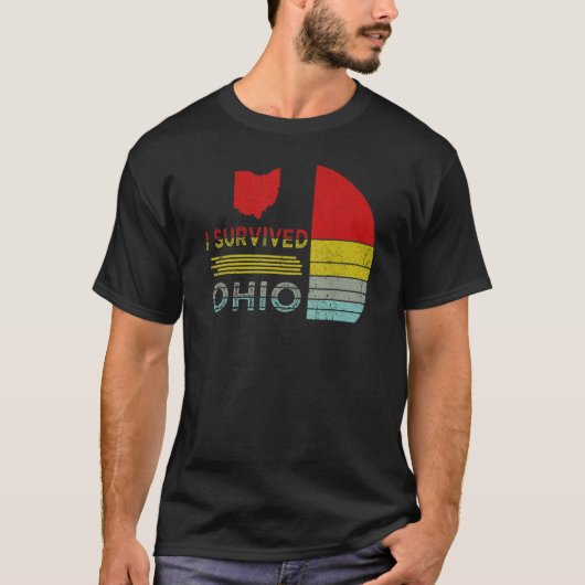 I Survived Ohio map Meme nood retro  T-shirt (Voorkant)