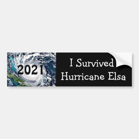 I Survived oricane Elsa 2021 Bumpersticker (Voorkant)