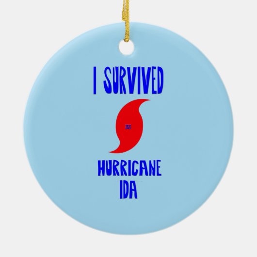 I Survived oricane Ida Keramisch Ornament (Achterkant)