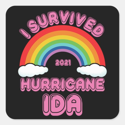 I Survived oricane Ida Vierkante Sticker (Voorkant)