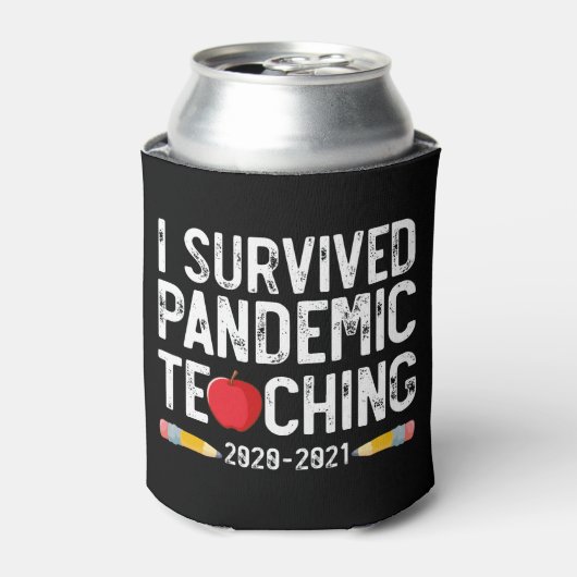 I Survived Pandemic Teaching 2020 2021 Apple Blikjeskoeler (Blikje Voorkant)