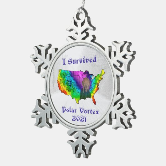 I Survived Polar Vortex 2021 Tin Sneeuwvlok Ornament (Rechts)