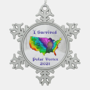 I Survived Polar Vortex 2021 Tin Sneeuwvlok Ornament