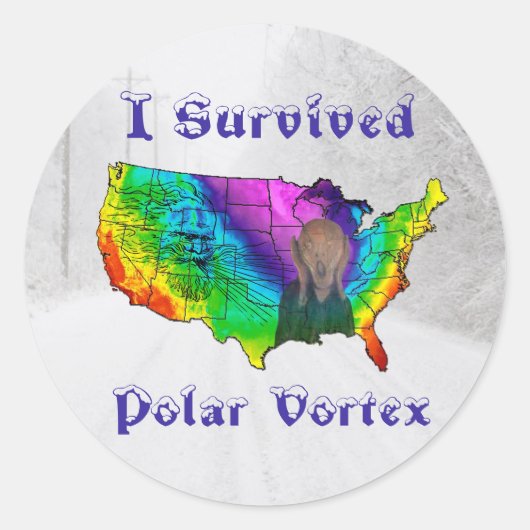 I Survived Polar Vortex Ronde Sticker (Voorkant)