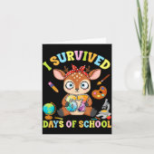 I Survived Six Seven Days Of School Cute Deer Stud Kaart (Voorkant)