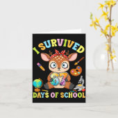 I Survived Six Seven Days Of School Cute Deer Stud Kaart (Gele Bloem)