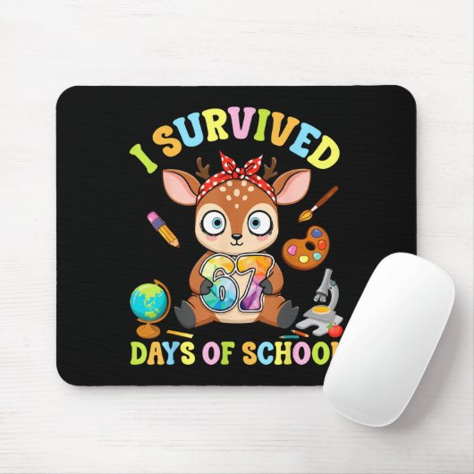 I Survived Six Seven Days Of School Cute Deer Stud Muismat (Met muis)