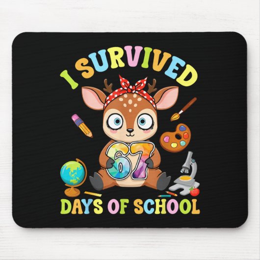I Survived Six Seven Days Of School Cute Deer Stud Muismat (Voorkant)