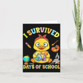 I Survived Six Seven Days Of School Cute Duck Stud Kaart (Voorkant)