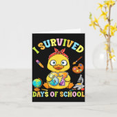 I Survived Six Seven Days Of School Cute Duck Stud Kaart (Gele Bloem)