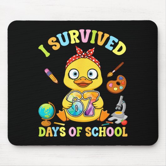 I Survived Six Seven Days Of School Cute Duck Stud Muismat (Voorkant)