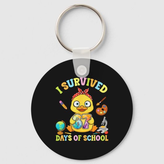 I Survived Six Seven Days Of School Cute Duck Stud Sleutelhanger (Voorkant)