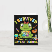 I Survived Six Seven Days Of School Cute Frog Stud Kaart (Voorkant)