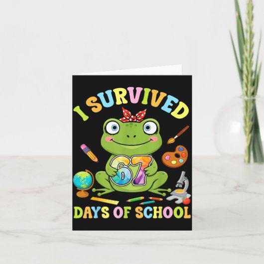 I Survived Six Seven Days Of School Cute Frog Stud Kaart (Voorkant)
