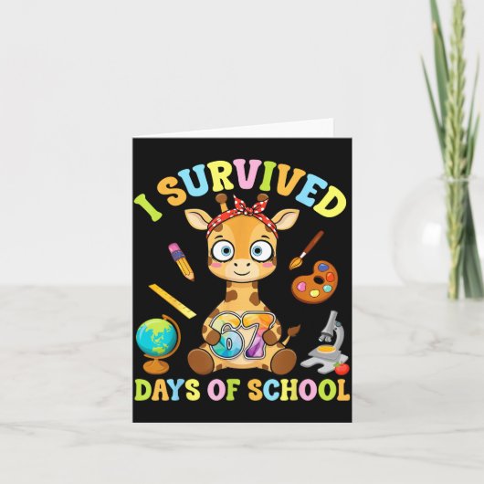 I Survived Six Seven Days Of School Cute Giraffe S Kaart (Voorkant)