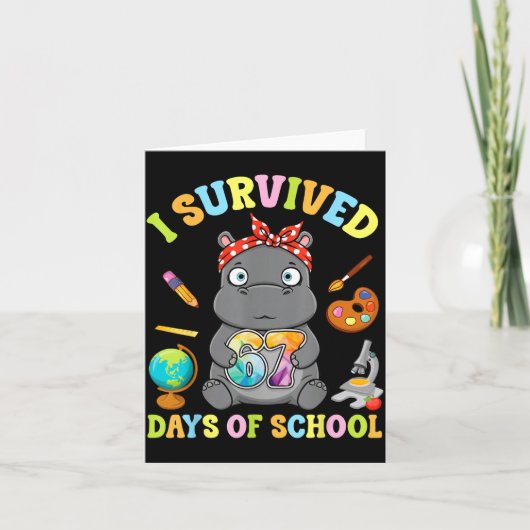I Survived Six Seven Days Of School Cute Hip Stude Kaart (Voorkant)