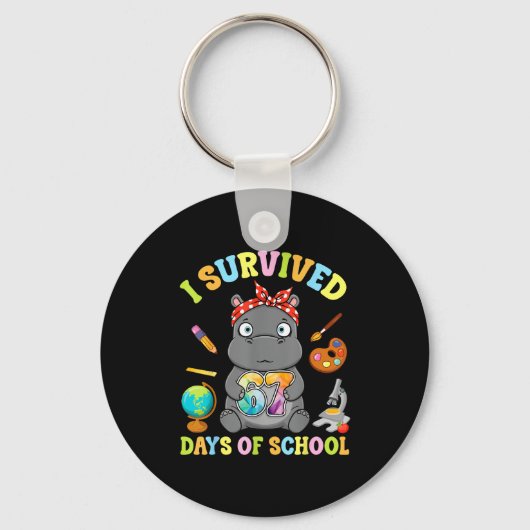 I Survived Six Seven Days Of School Cute Hip Stude Sleutelhanger (Voorkant)