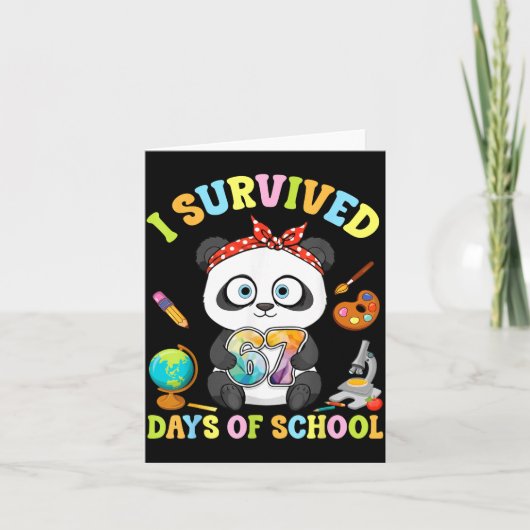 I Survived Six Seven Days Of School Cute Panda Stu Kaart (Voorkant)