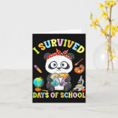 I Survived Six Seven Days Of School Cute Panda Stu Kaart (Gele Bloem)