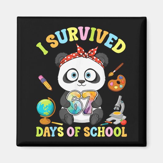 I Survived Six Seven Days Of School Cute Panda Stu Magneet (Voorkant)