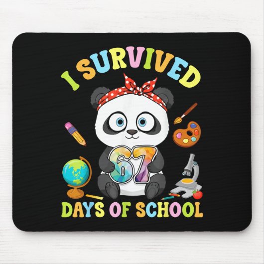 I Survived Six Seven Days Of School Cute Panda Stu Muismat (Voorkant)
