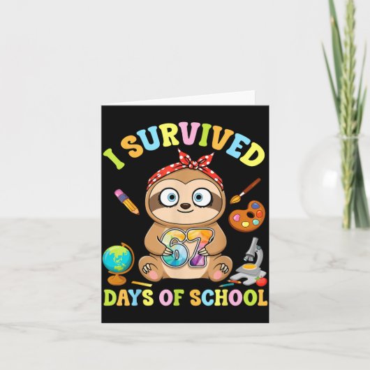 I Survived Six Seven Days Of School Cute Sloth Stu Kaart (Voorkant)