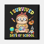I Survived Six Seven Days Of School Cute Sloth Stu Magneet (Voorkant)