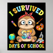 I Survived Six Seven Days Of School Cute Sloth Stu Poster (Voorkant)