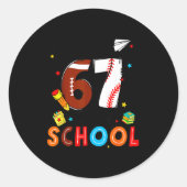 I Survived Sixty Seven Days Of School Funny Baseba Ronde Sticker (Voorkant)