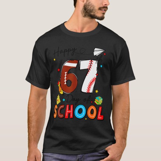 I Survived Sixty Seven Days Of School Funny Baseba T-shirt (Voorkant)