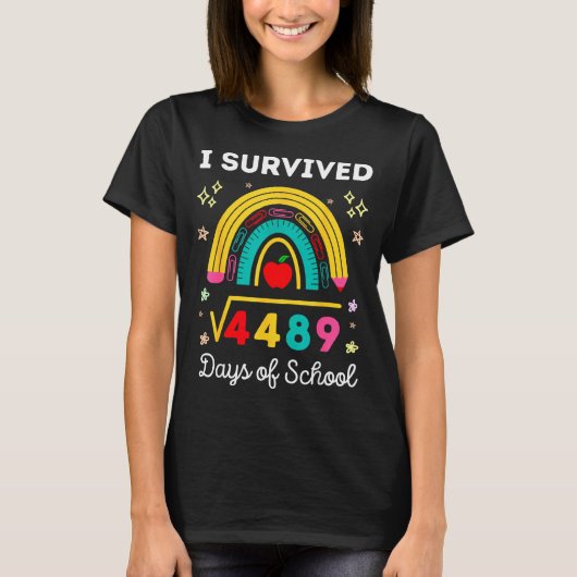 I Survived Square Root 4489 67 Days Of School Math T-shirt (Voorkant)