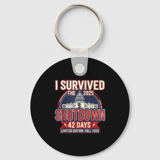 I Survived The 2025 Shutdown Funny Litical Quote  Sleutelhanger (Voorkant)