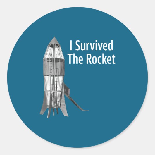 I Survived The Rocket Funny Apparel  Ronde Sticker (Voorkant)