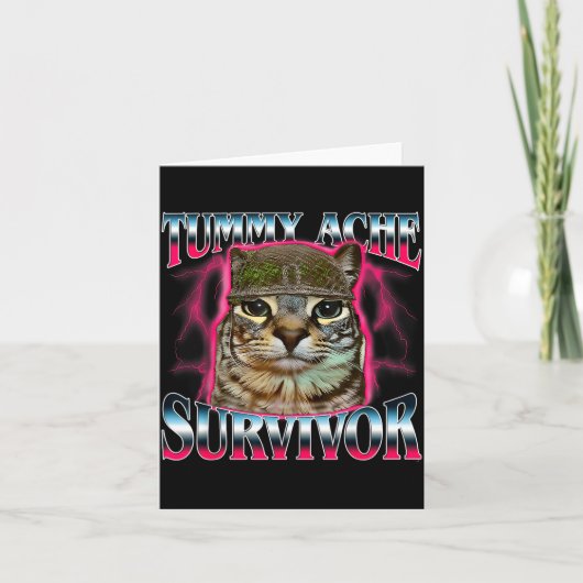 I Survived Today's Funny Tummy Ache Survivor Cat M Kaart (Voorkant)